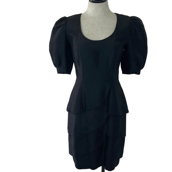 Mignon by Dorothy Farbo Vintage Cocktail Dress Size Small Open Back Bow Silk - Picture 1 of 14